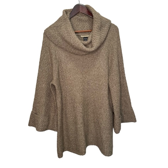 Mac & Jac Tan Wool Mohair Turtleneck Bell Sleeve Sweater Size XL - Picture 1 of 12